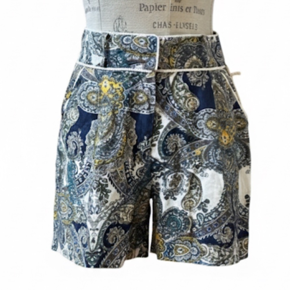 Magaschoni Linen Paisley Print Shorts Size 6 New With Tags!